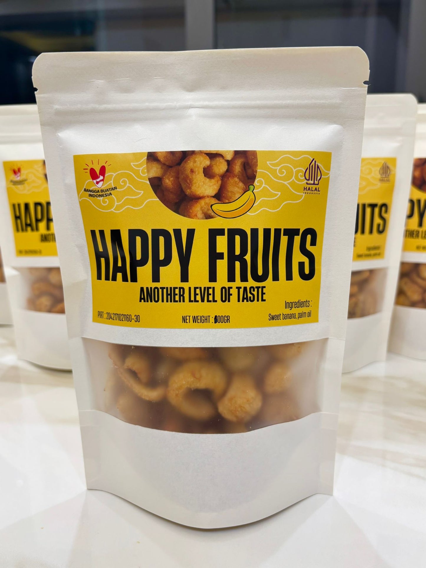 HAPPY FRUITS Rambak Pisang Banana Crunch Keripik Pisang Asli Manis Alami Delicious (SG)