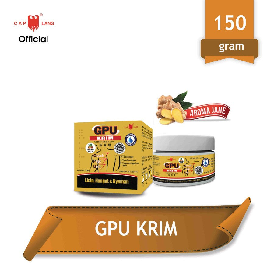 Cap Lang - GPU KRIM SEREH | PALA | JAHE 1x 60GR | 150GR | 250GR - Relieve Scuache, Joint Pain, Back Pain (SG)