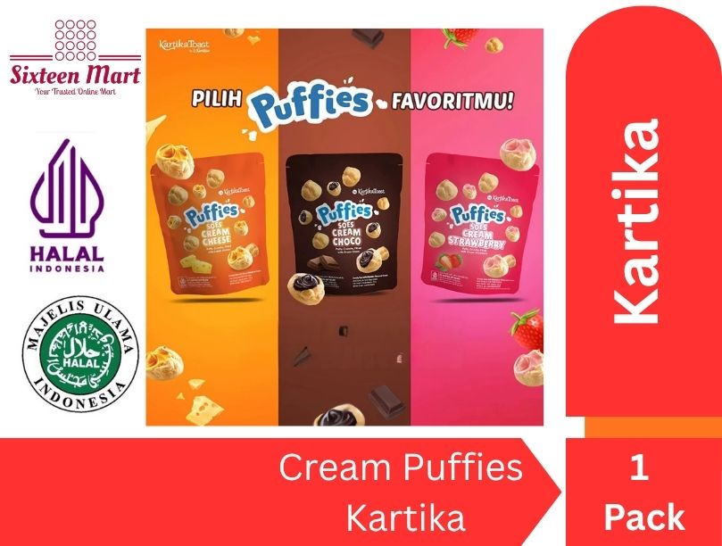 Kartika Toast Puffies Soes Cream Cheese OR Choco OR Strawberry Crispy Puff Chocolate (SG)