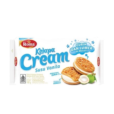 ROMA BISCUIT KELAPA 300GR / KELAPA CREAM 180GR BISKUIT / ROMA SANDWICH RASA DURIAN OR PEANUT OR LEMON (SG)
