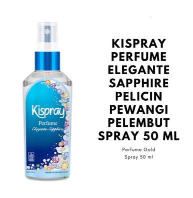KISPRAY Perfume Elegante Sapphire Spray 50ml – Pelicin Setrika Pewangi & Pelembut Pakaian Travel Size (SG)