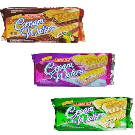 Khong Guan Cream Wafers Chocolate Bluebery Coconut Krim Wafer 240gr (SG)