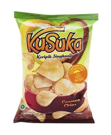 Kusuka Keripik Singkong Cassava Chips 60 Gr OR 180 Gr (SG)