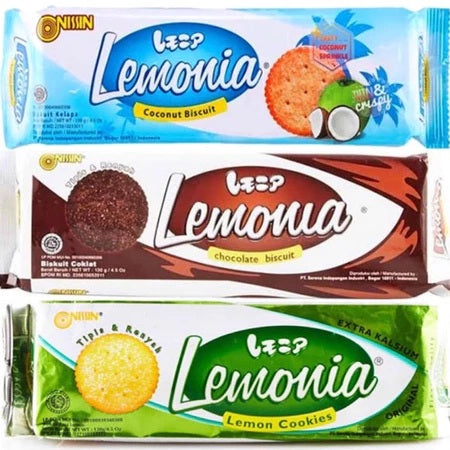 Nissin LEMONIA Biskuit Lemon Coconut Chocolate Cookies 130 Gr (SG)