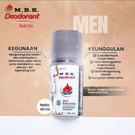 MBK Deodorant Roll On 40ML - Aroma Tahan Lama, Mengurangi Bau Badan, Cocok untuk Pria dan Wanita (SG)