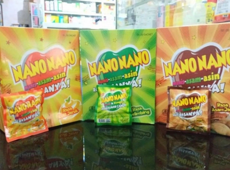 Nano Nano Candy Sweets Fruit HALAL per BOX contain 30 sachets (SG)
