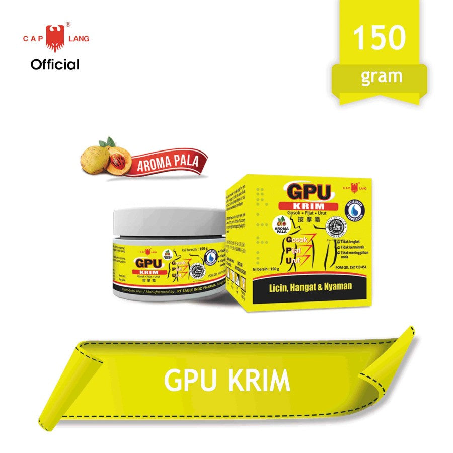 Cap Lang - GPU KRIM SEREH | PALA | JAHE 1x 60GR | 150GR | 250GR - Relieve Scuache, Joint Pain, Back Pain (SG)