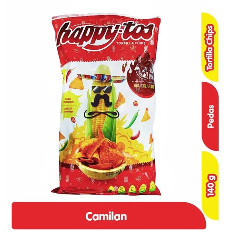 Happytos Snack Tortilla Chips 140g - Happy Tos Grilled Corn Hot Chili/ Nacho Cheese/ 140g (SG)