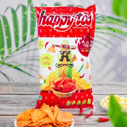 Happytos Snack Tortilla Chips 140g - Happy Tos Grilled Corn Hot Chili/ Nacho Cheese/ 140g (SG)