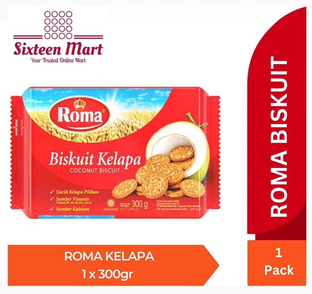 ROMA BISCUIT KELAPA 300GR / KELAPA CREAM 180GR BISKUIT / ROMA SANDWICH RASA DURIAN OR PEANUT OR LEMON (SG)