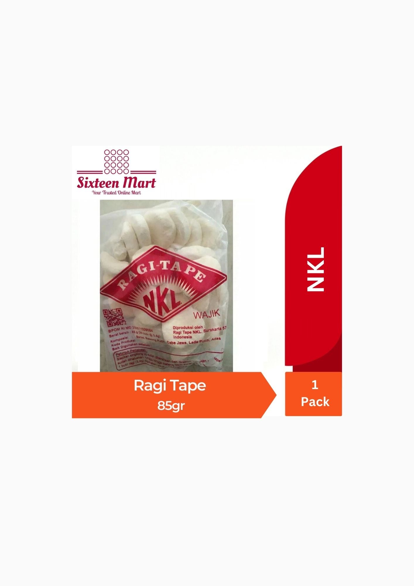 Ragi Tape NKL Wajik 85 gram 25 butir (SG)