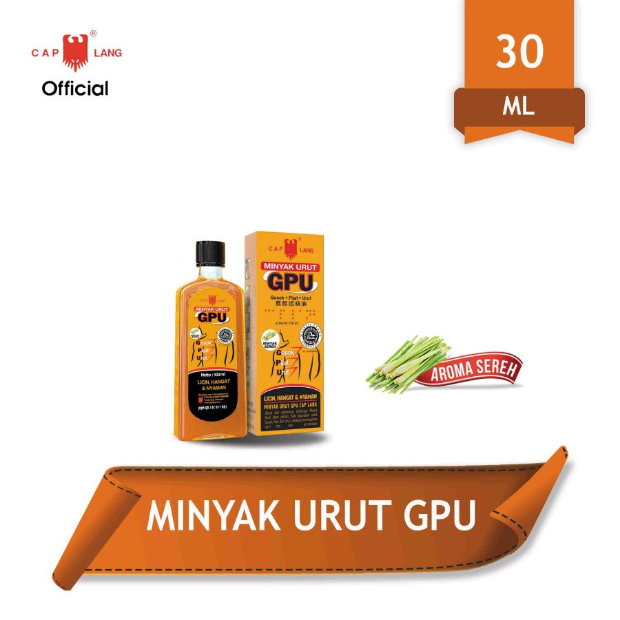 Cap Lang - Minyak GPU SEREH | PALA | JAHE 1 Bottle x 30mL | 60mL | 100mL- LINIMENT OIL (SG)