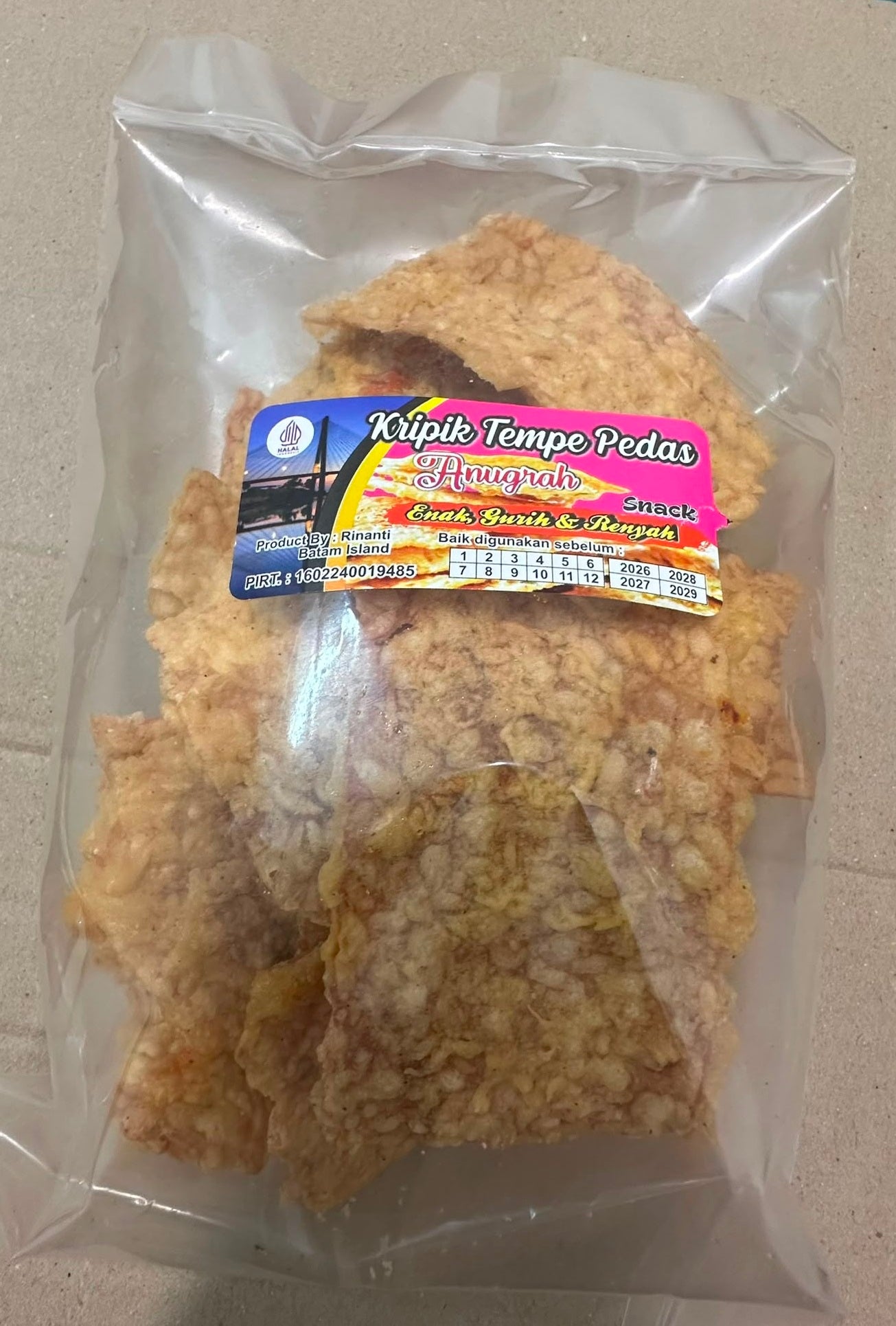 Keripik Tempe Kripik Tempeh Chips ANUGRAH Gurih dan Renyah (SG)