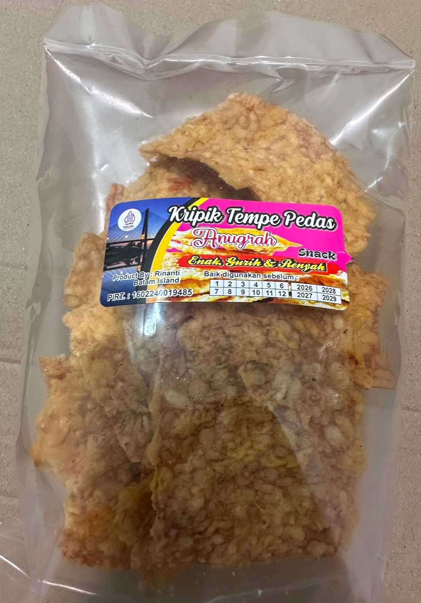 Keripik Tempe Kripik Tempeh Chips ANUGRAH Gurih dan Renyah (SG)