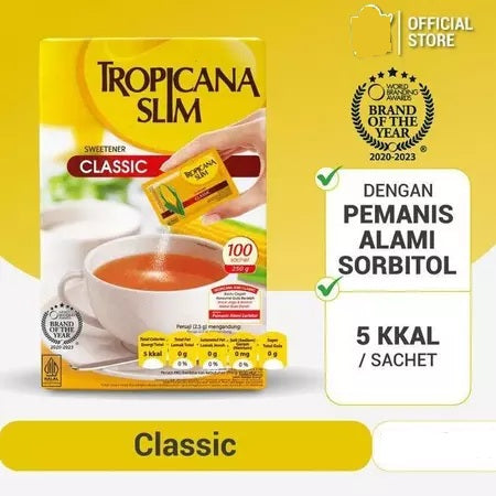 TROPICANA SLIM Sweetener Classic Diabtx Stevia Gula Pemanis 50 sachet | 100 sachet (SG)