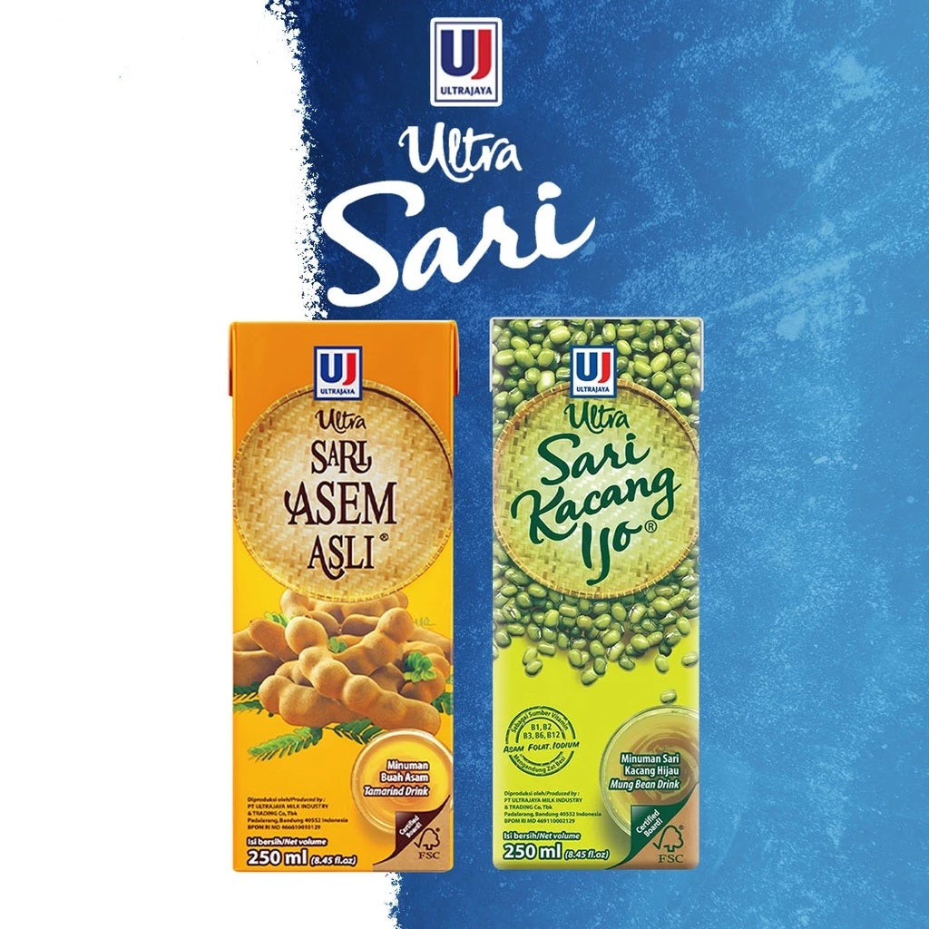 ULTRA SARI KACANG IJO & SARI ASEM ASLI 250ML BUNDLE CTN 24PCS (SG)