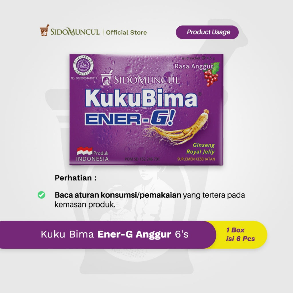 SIDOMUNCUL, Kuku Bima Ener-G , 6 sachet x 4 g per box - Minuman Berenergi Penambah Stamina (SG)
