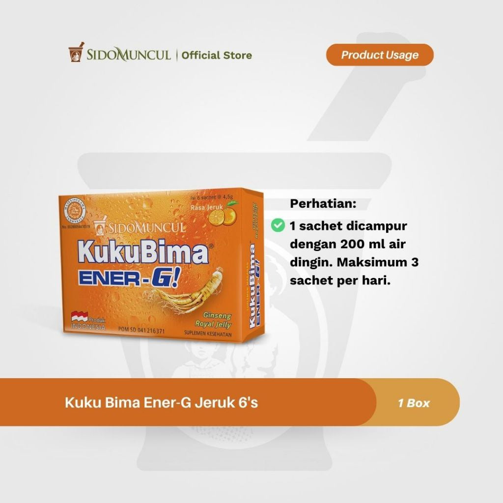 SIDOMUNCUL, Kuku Bima Ener-G , 6 sachet x 4 g per box - Minuman Berenergi Penambah Stamina (SG)