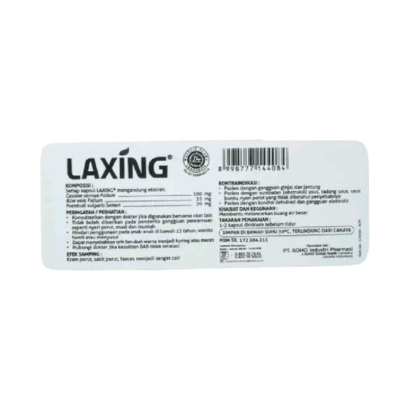 Jamu LAXING Pencahar / Sembelit / Pelancar Buang Air Besar, 1 blister contain 10 capsules (SG)