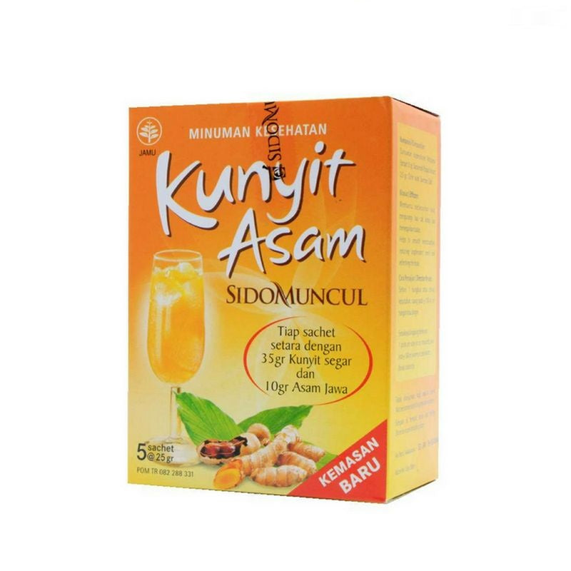SIDOMUNCUL Kunyit Asam atau Kunyit Asam Sirih+Madu, 5 sachet x 25 g per box - Mengurangi Bau Badan dan Memperlancar Haid  (SG)