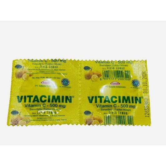 VITACIMIN VITAMIN C-500MG TABLET HISAP RASA FRESH LEMON STRIP ISI 2 PCS (SG)