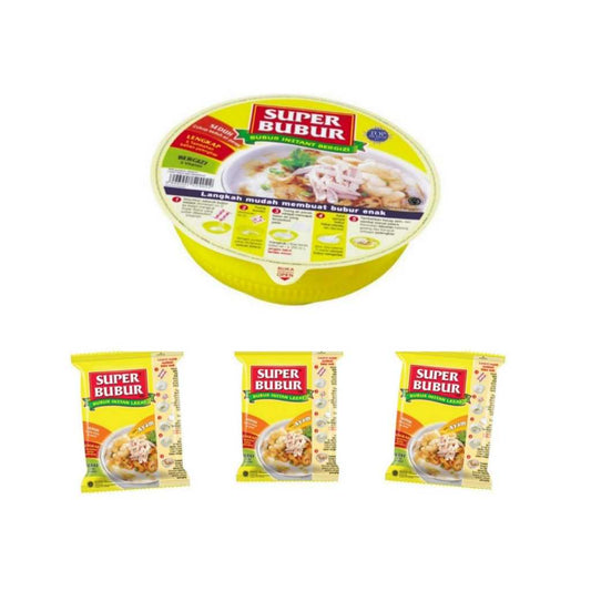 SUPER BUBUR / Instan Porridge So Yummy, Bundle of 3 Sachets 50GR OR 1 Cup of 89GR