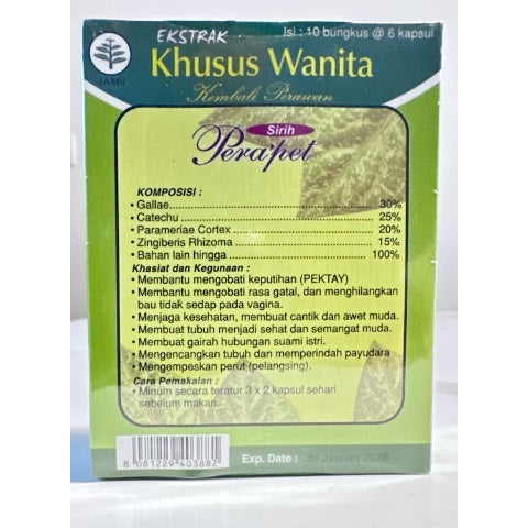 SIRIH PERAPET Kapsul Ekstrak Kembali Perawan for Women 1 Box contain 60 capsules (SG)