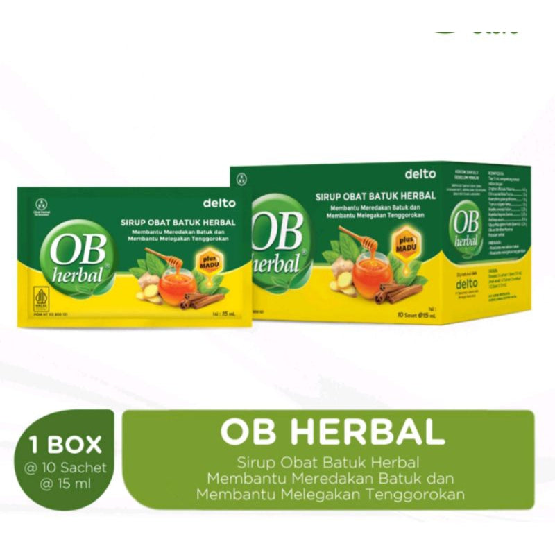 OB Herbal Delto Box 10 sachet X 15ML and OB Herbal JUNIOR batuk 60ML (SG)