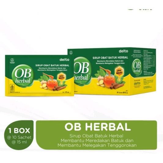 OB Herbal Delto Box 10 sachet X 15ML and OB Herbal JUNIOR batuk 60ML (SG)