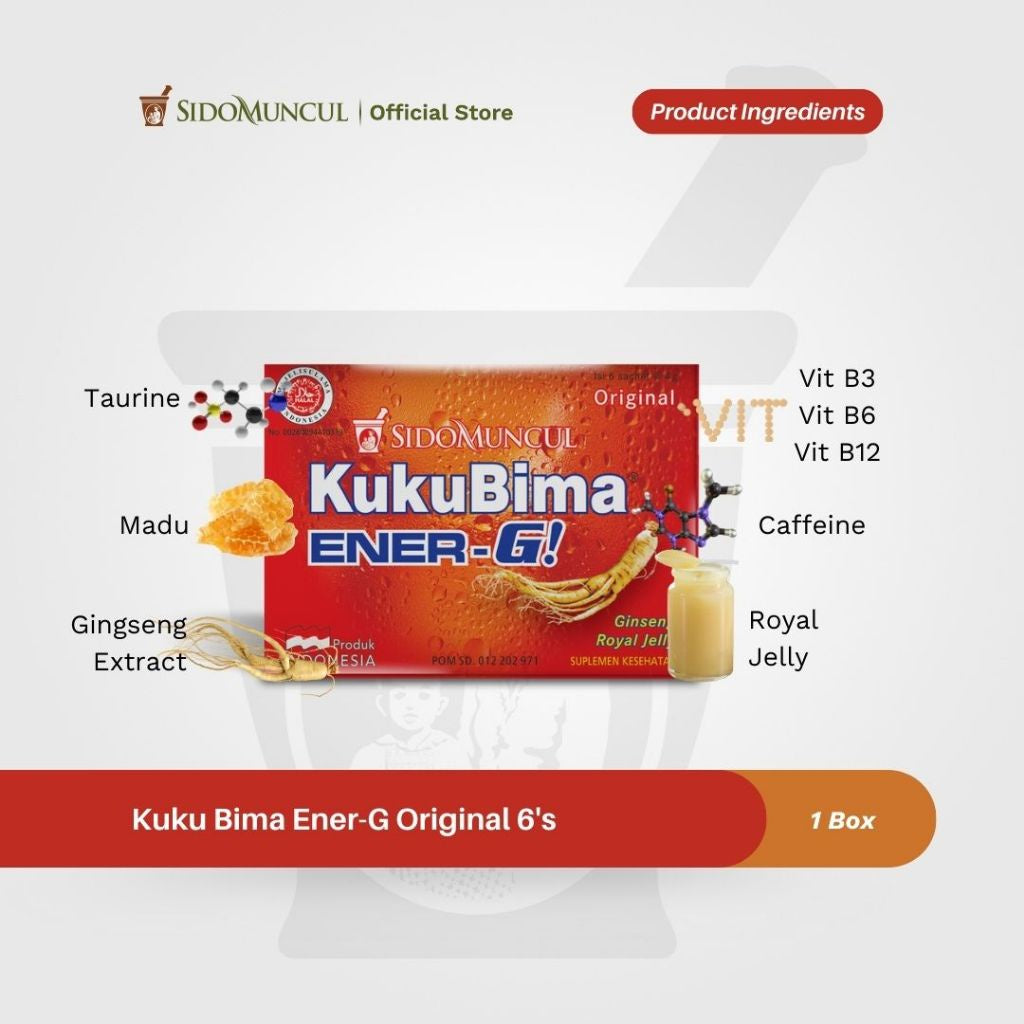 SIDOMUNCUL, Kuku Bima Ener-G , 6 sachet x 4 g per box - Minuman Berenergi Penambah Stamina (SG)