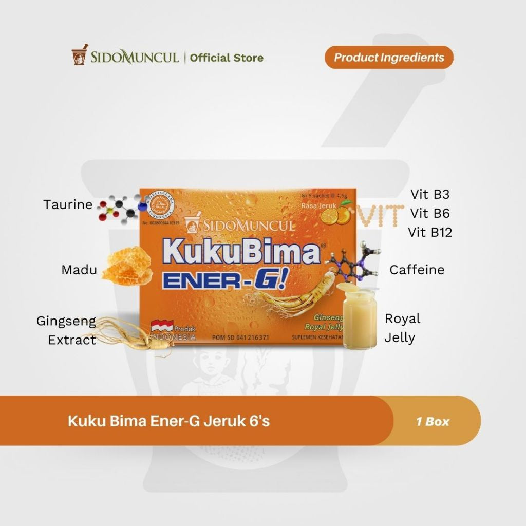SIDOMUNCUL, Kuku Bima Ener-G , 6 sachet x 4 g per box - Minuman Berenergi Penambah Stamina (SG)