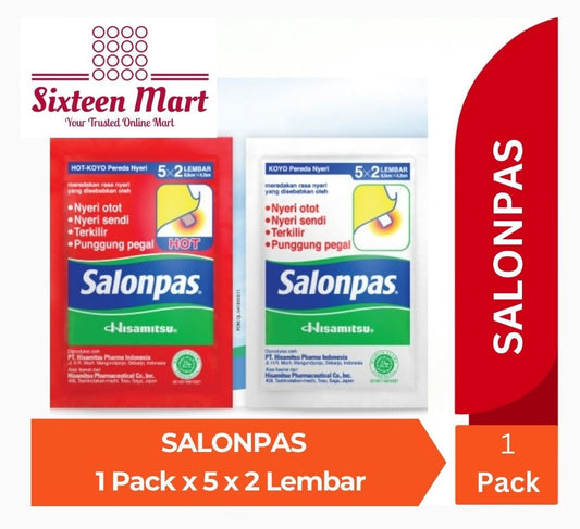 SALONPAS 5 X 2 LEMBAR - Pain Relieving Patch - Koyo Pereda Nyeri isi 10 (SG)