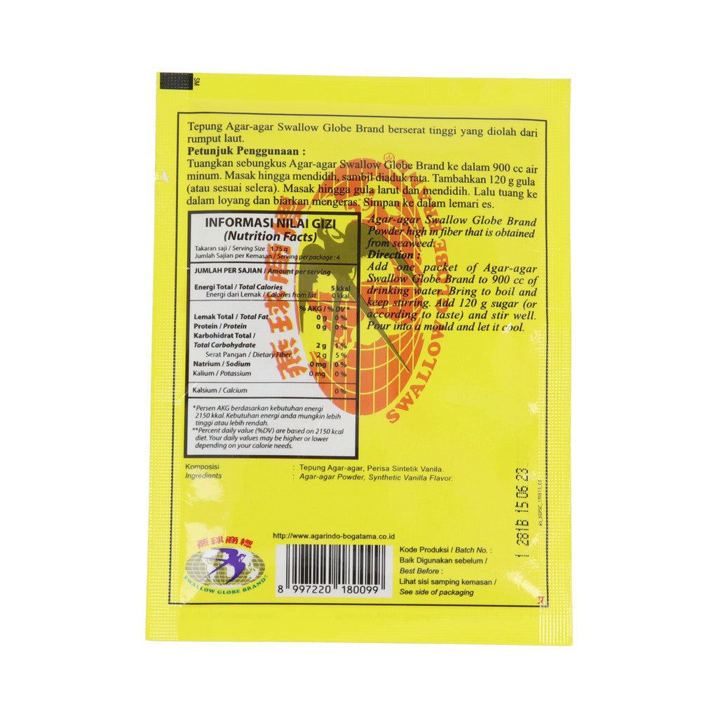 SWALLOW GLOBE Agar-Agar POWDER 1 Sachet x 7 gram (SG)