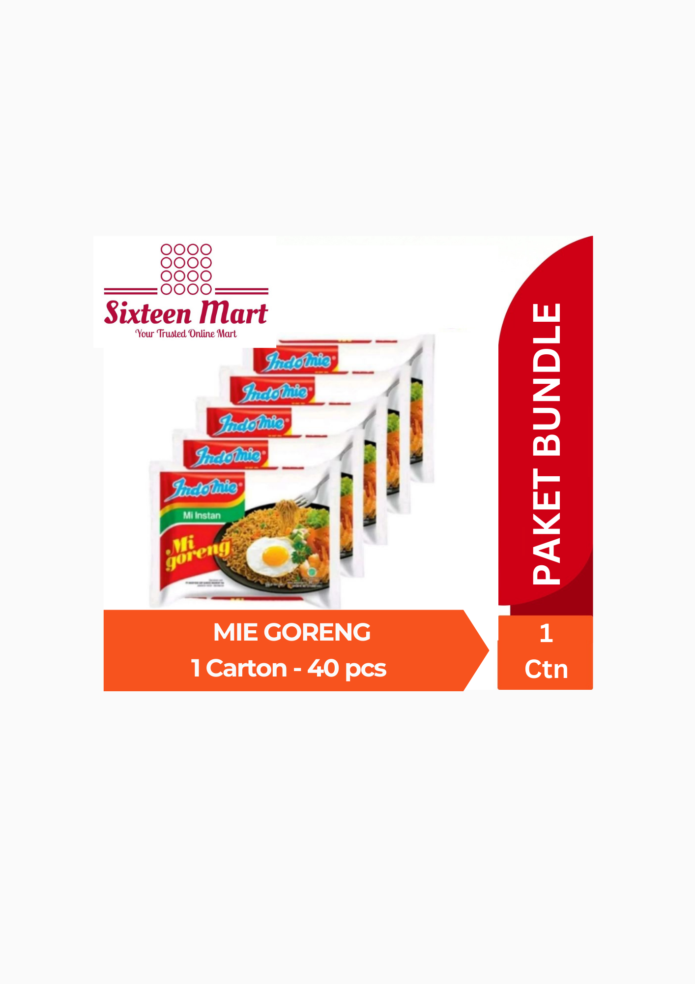 CTN Indomie Instant Noodle - Bundle of 40 packets - 1 Carton - 40 x 80gr (SG)