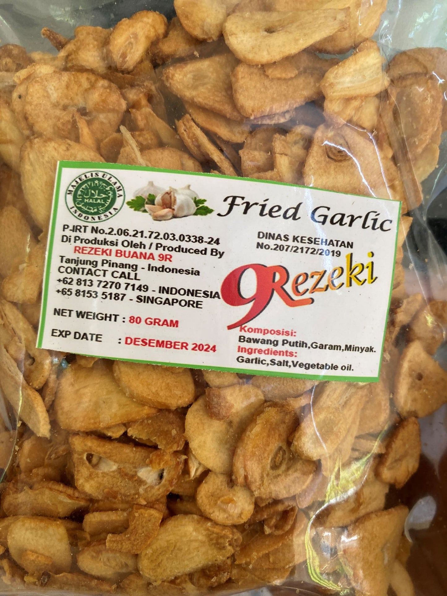 Fried Garlic 80 gram or 400 gram (SG)