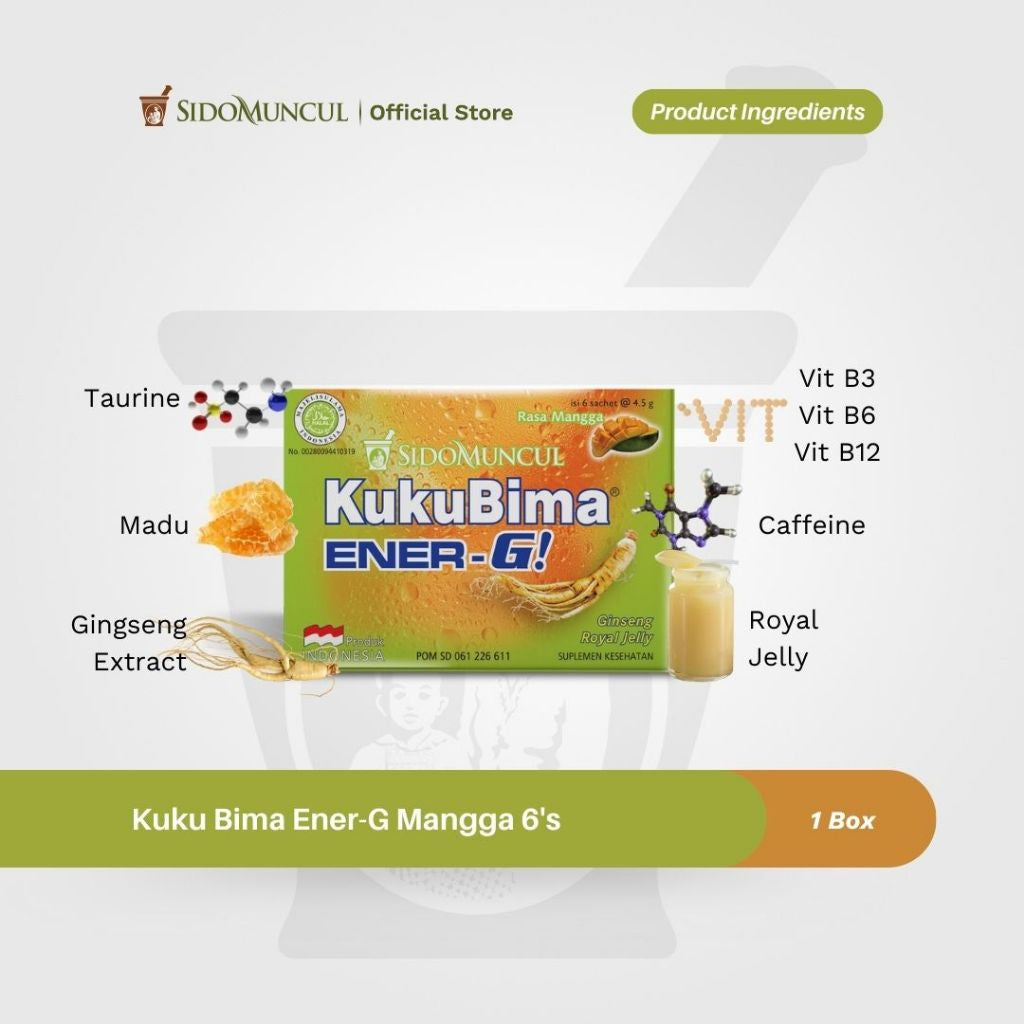 SIDOMUNCUL, Kuku Bima Ener-G , 6 sachet x 4 g per box - Minuman Berenergi Penambah Stamina (SG)
