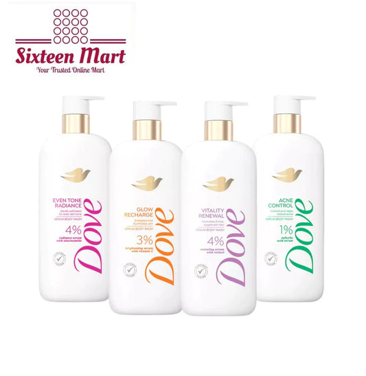 Dove Advance Serum Body Wash 300 g 4% Vitality Renewal | Acne Control | Even Tone Radiance | Glow Recharge (SG)