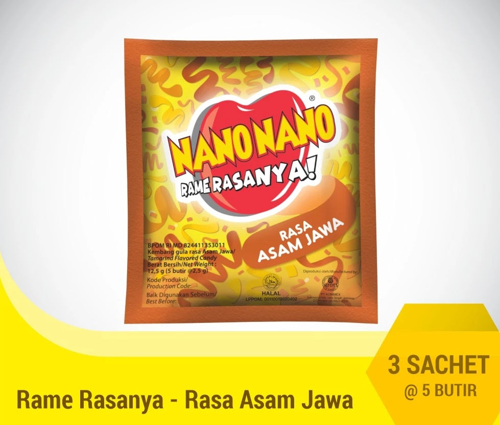 Nano Nano Candy Sweets Fruit HALAL per BOX contain 30 sachets (SG)