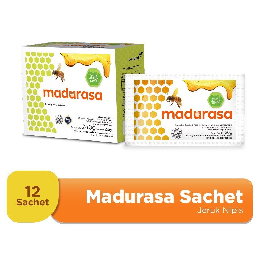 Madurasa Beverages of Honey Original or Lime Flavour 1 box with 12 sachets x 25 gram (SG)