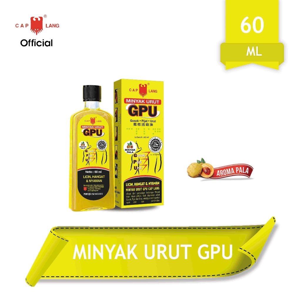 Cap Lang - Minyak GPU SEREH | PALA | JAHE 1 Bottle x 30mL | 60mL | 100mL- LINIMENT OIL (SG)