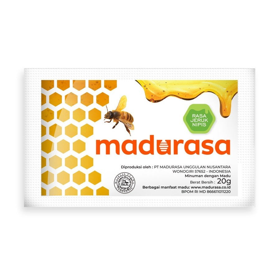 Madurasa Beverages of Honey Original or Lime Flavour 1 box with 12 sachets x 25 gram (SG)