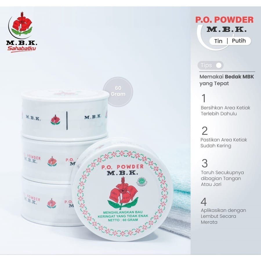 MBK Tin Putih | Silver | Biru Kemasan 60 gr Bedak Menghilangkan Bau Keringat (SG)