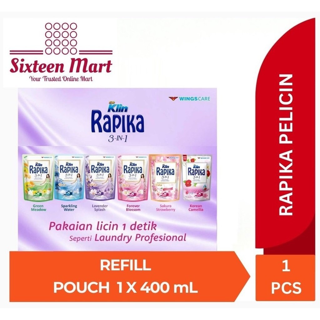 RAPIKA REFILL 1 Pouch - 3 in 1 -> Pelicin - Pewangi - Pelembut Pakaian (SG)