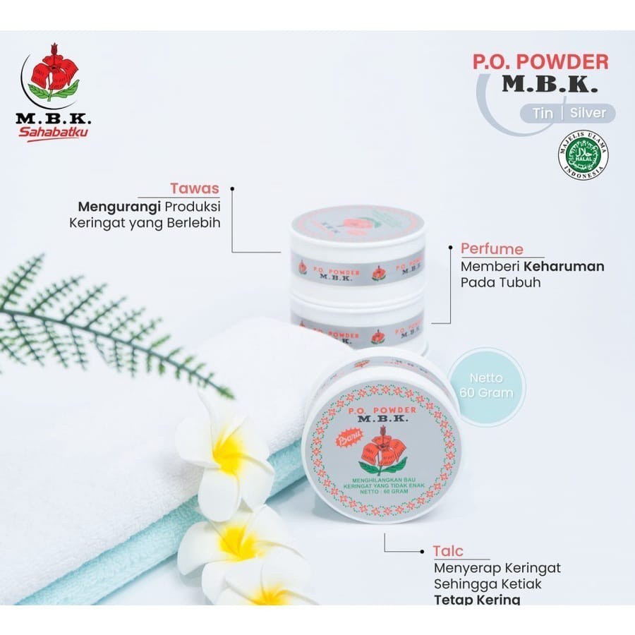 MBK Tin Putih | Silver | Biru Kemasan 60 gr Bedak Menghilangkan Bau Keringat (SG)