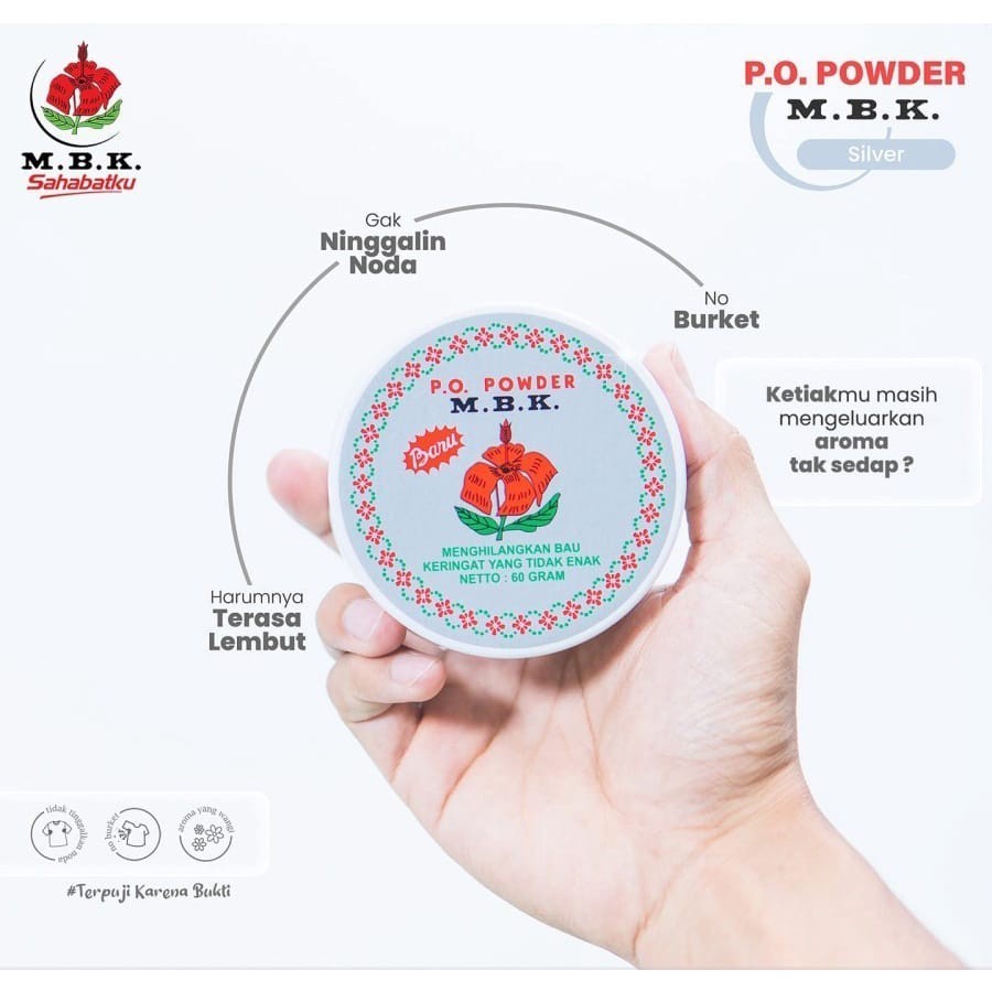 MBK Tin Putih | Silver | Biru Kemasan 60 gr Bedak Menghilangkan Bau Keringat (SG)